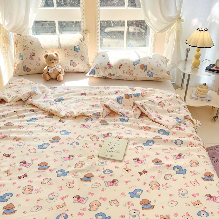 91家纺网 家纺一手货源 找家纺 星巴k家纺 2025糯糯棉A类大豆蛋白纤维夏凉被双层纱水洗棉夏被大豆被 油画萌宠