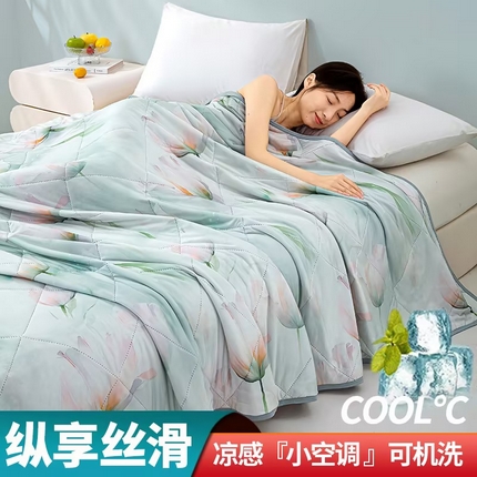 （总）罗布斯2025新款夏被A类氨纶凉感丝印花夏凉被可机洗空调被芯(有多场景买家秀）