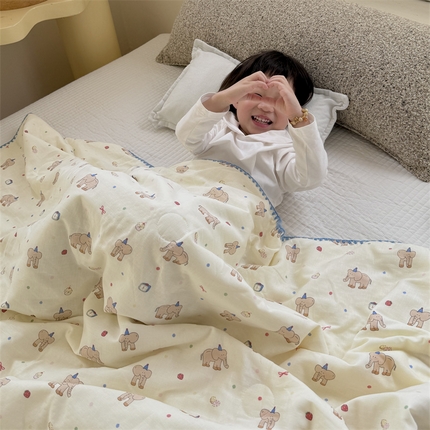 暖生活 2025新款儿童全棉双层纱夏被被子被芯 草莓象