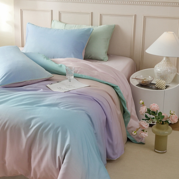 91家纺网 家纺一手货源 找家纺 金奇达2025新款【格林】-轻氧水光莱赛尔四件套（标准号全网控价（折后券后）不低于268元） 星河入梦