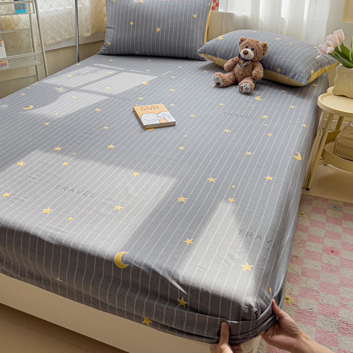 91家纺网 家纺一手货源 找家纺 棉生活家纺 2025新款ins全棉小清新系列单品床笠 星星月亮