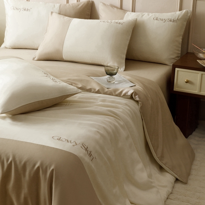 91家纺网 家纺一手货源 找家纺 金奇达2025新款【黛拉】-茧养莱赛尔四件套（标准号全网控价（折后券后）不低于228元） 黛拉-麦芽色