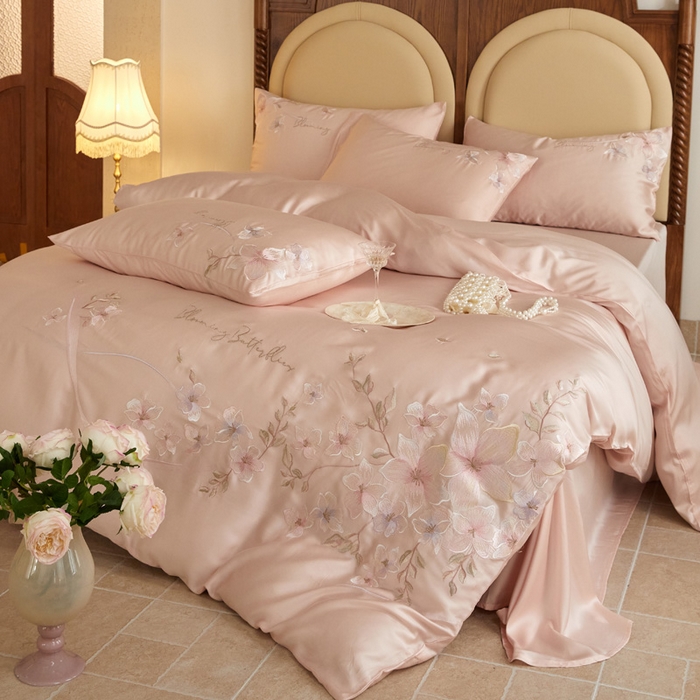 91家纺网 家纺一手货源 找家纺 爱缦 新款60支莱赛尔四件套-至真系列 玉粉