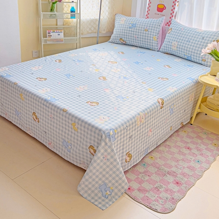 棉生活家纺 2025新款ins全棉小清新系列单品床单 星星发夹狗