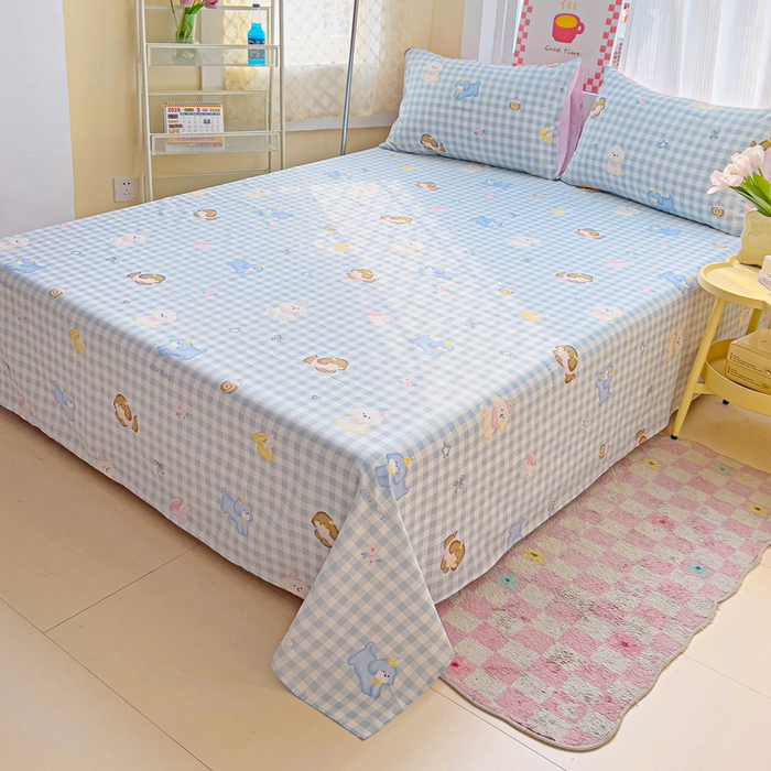 91家纺网 家纺一手货源 找家纺 棉生活家纺 2025新款ins全棉小清新系列单品床单 星星发夹狗