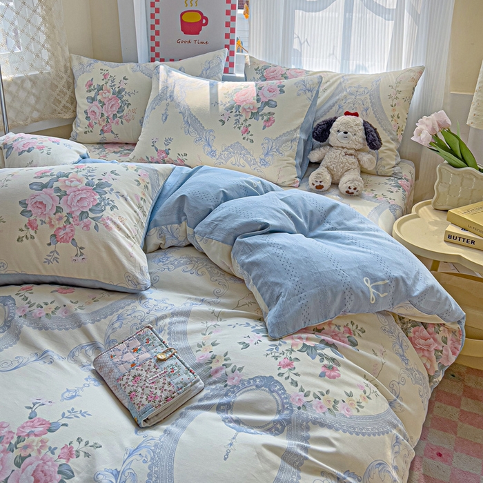 91家纺网 家纺一手货源 找家纺 棉生活家纺 2025新款ins全棉小清新系列四件套 夏日静香