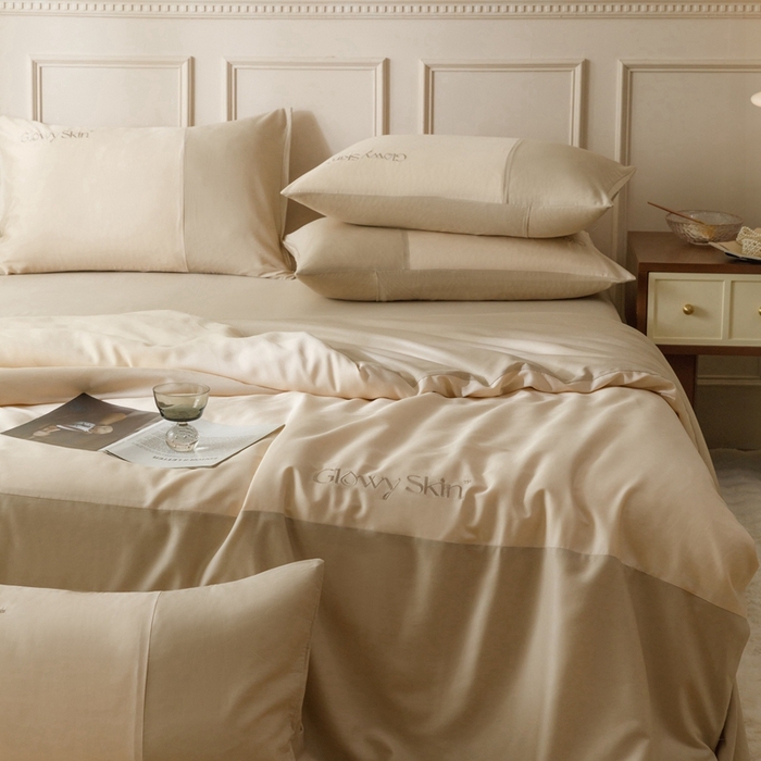 91家纺网 家纺一手货源 找家纺 金奇达2025新款【黛拉】-茧养莱赛尔四件套（标准号全网控价（折后券后）不低于228元） 黛拉-云母咖