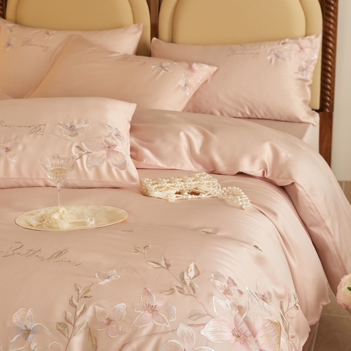 91家纺网 家纺一手货源 找家纺 爱缦 新款60支莱赛尔四件套-至真系列 玉粉