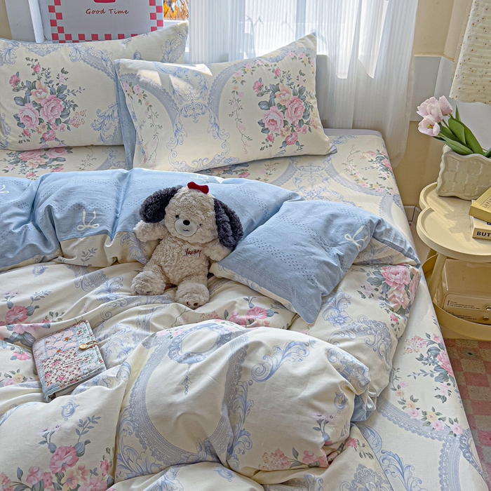 91家纺网 家纺一手货源 找家纺 棉生活家纺 2025新款ins全棉小清新系列四件套 夏日静香