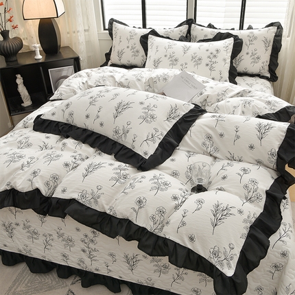 91家纺网 家纺一手货源 找家纺 （总）斯尔顿 2025新款水洗棉赫本风床盖四件套