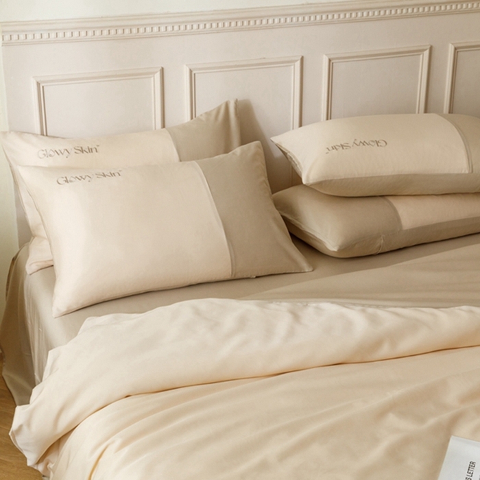 91家纺网 家纺一手货源 找家纺 金奇达2025新款【黛拉】-茧养莱赛尔四件套（标准号全网控价（折后券后）不低于228元） 黛拉-云母咖