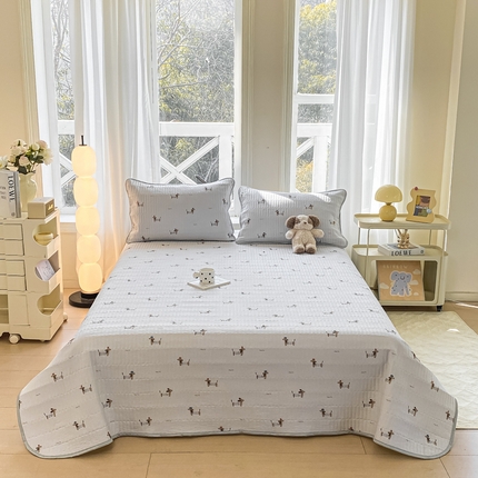 91家纺网 家纺一手货源 找家纺 （总）美克家居 2025新款泡泡纱软垫床护垫床褥子床垫小清新印花床盖