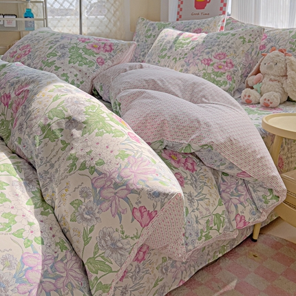 棉生活家纺 2025新款ins全棉小清新系列四件套 丝丝花香