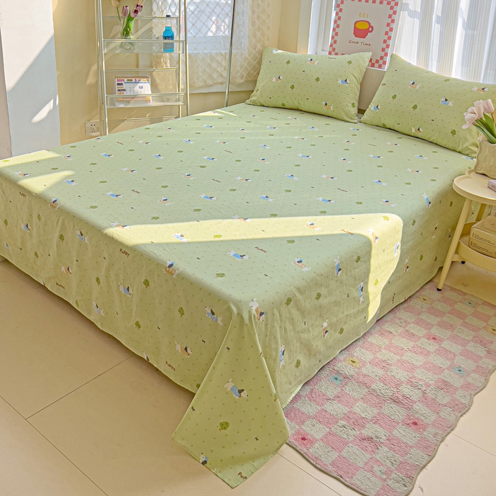 91家纺网 家纺一手货源 找家纺 棉生活家纺 2025新款ins全棉小清新系列四件套 嗨皮狗狗