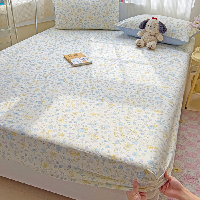 91家纺网 家纺一手货源 找家纺 棉生活家纺 2025新款ins全棉小清新系列单品床笠 向阳花开