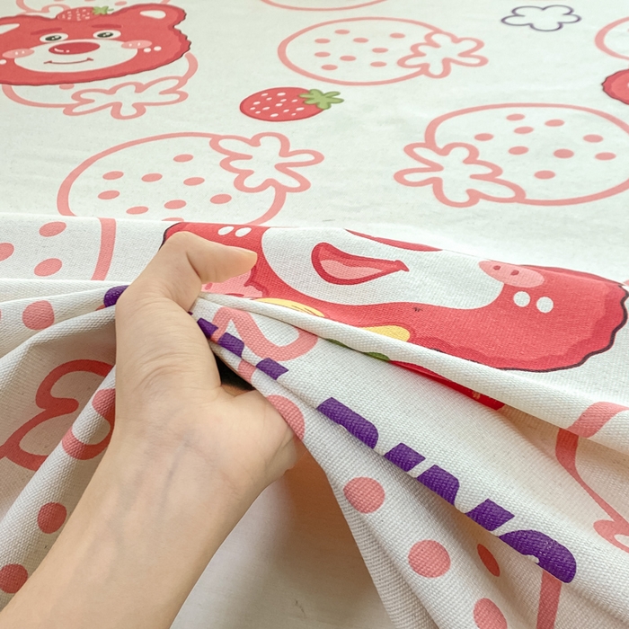 91家纺网 家纺一手货源 找家纺 米柳2025新款原棉老粗布凉席系列 草莓熊