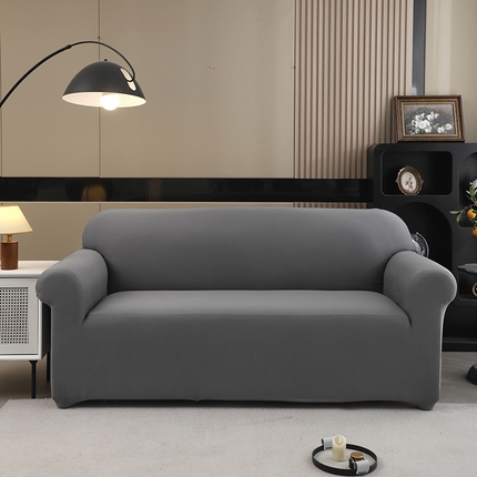 91家纺网 家纺一手货源 找家纺 共鸣沙发套 新款牛奶丝覆膜防水纯色系列沙发套 深灰色