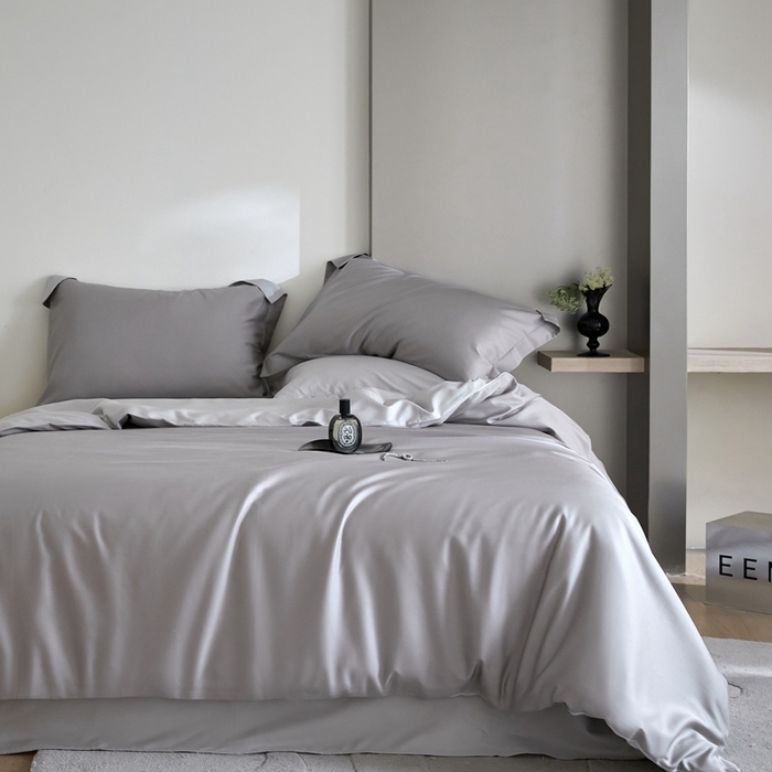 91家纺网 家纺一手货源 找家纺 金奇达2025新款【可芙】-轻氧水光天丝棉四件套（标准号全网控价（折后券后）不低于238元） 可芙-灰灰