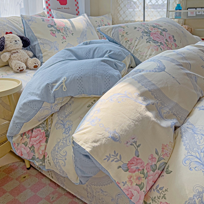 91家纺网 家纺一手货源 找家纺 棉生活家纺 2025新款ins全棉小清新系列四件套 夏日静香