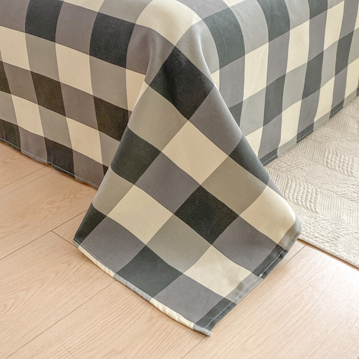 91家纺网 家纺一手货源 找家纺 米柳2025新款原棉老粗布凉席系列 灰白大格