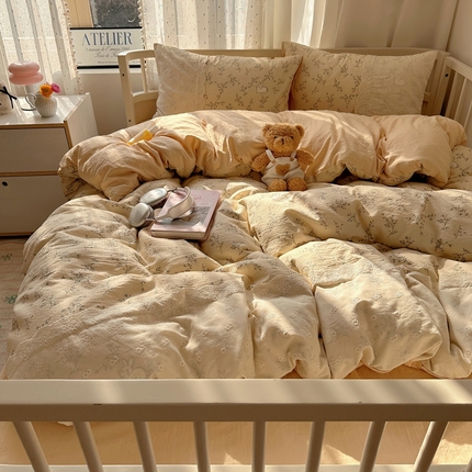 顾里2025新款蕾丝花边云感双层纱套件四件套 花枝兔