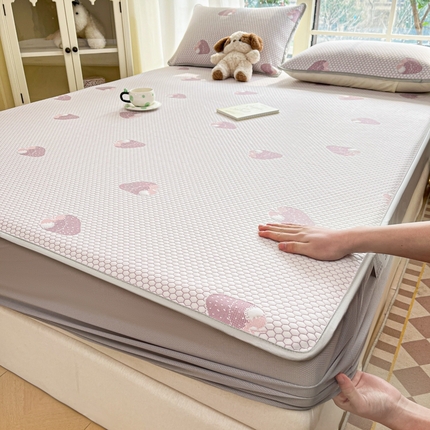 卡伦2025新款凉感丝凉豆豆凉席床笠提花系列 凉豆豆-草莓