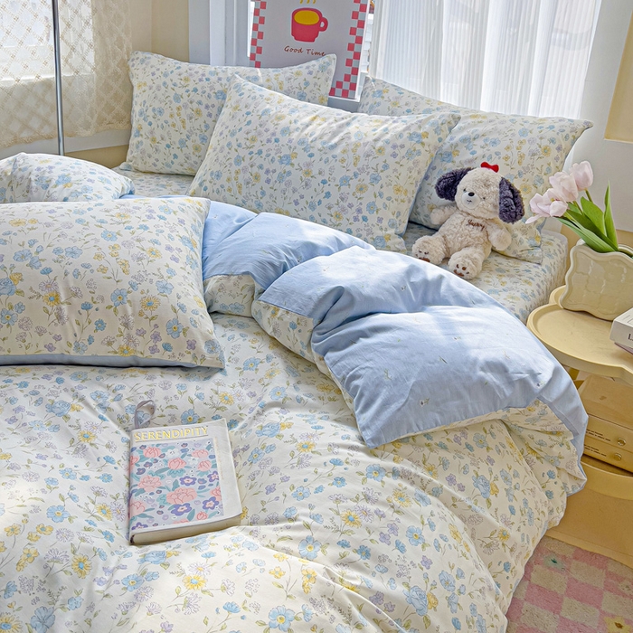 91家纺网 家纺一手货源 找家纺 棉生活家纺 2025新款ins全棉小清新系列四件套 向阳花开