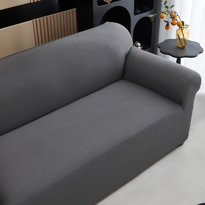 91家纺网 家纺一手货源 找家纺 共鸣沙发套 新款牛奶丝覆膜防水纯色系列沙发套 深灰色