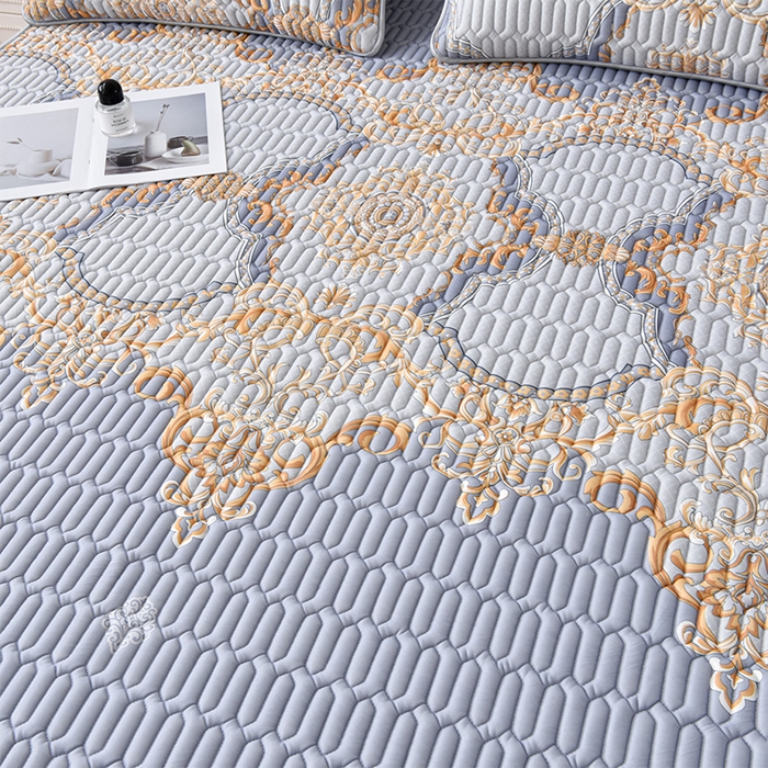 91家纺网 家纺一手货源 找家纺 诺梵 2025新款可拆卸乳胶凉席三件套床裙款 克拉恋人