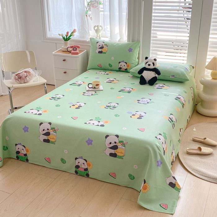 91家纺网 家纺一手货源 找家纺 米柳2025新款原棉老粗布凉席系列 小熊猫