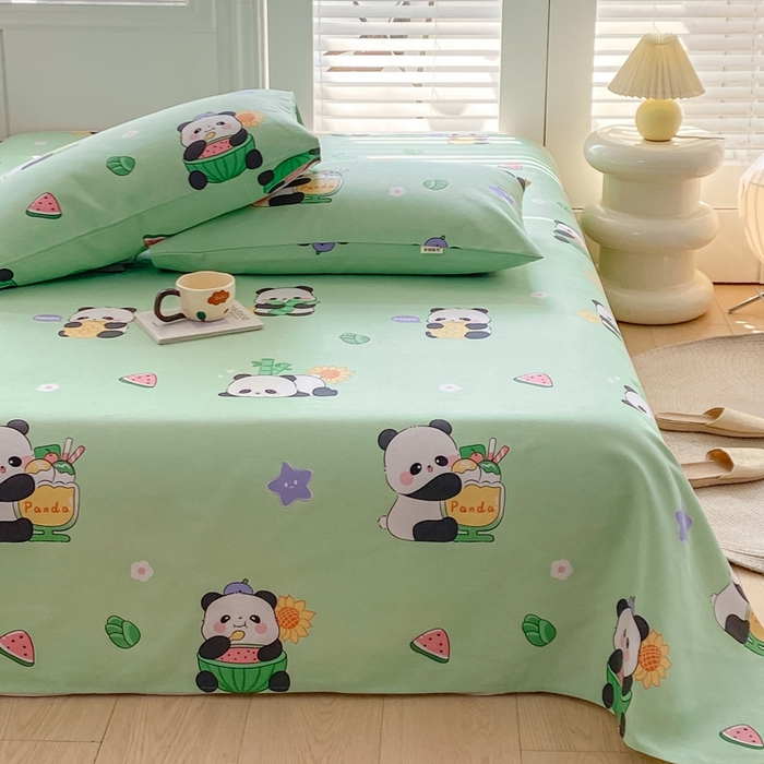 91家纺网 家纺一手货源 找家纺 米柳2025新款原棉老粗布凉席系列 小熊猫