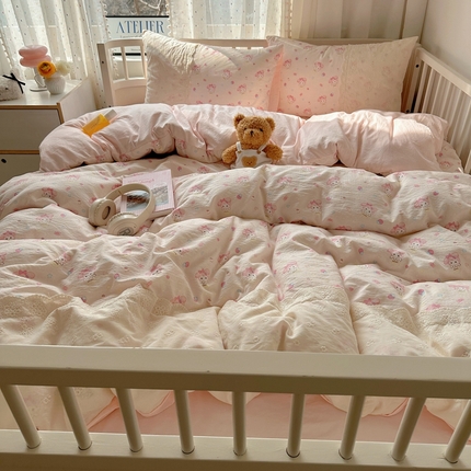 顾里2025新款蕾丝花边云感双层纱套件四件套 冰淇淋蒂