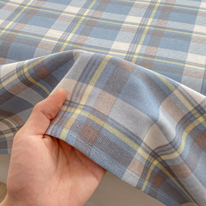 91家纺网 家纺一手货源 找家纺 米柳2025新款原棉老粗布凉席系列 蓝小格