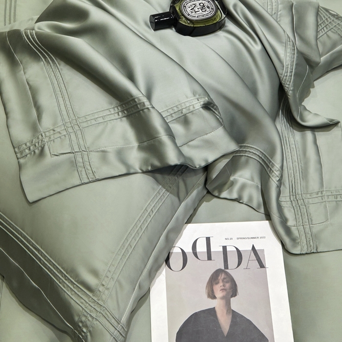 91家纺网 家纺一手货源 找家纺 金奇达2025新款茧养莱赛尔四件套-CR埋绳（标准号全网控价（折后券后）不低于258元） 云溪绿