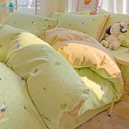 棉生活家纺 2025新款ins全棉小清新系列单品被套 嗨皮狗狗