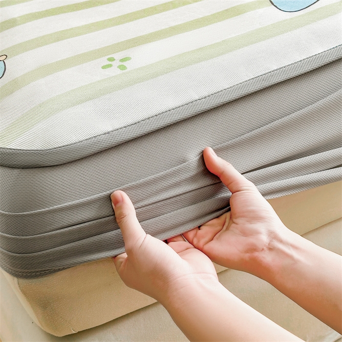 91家纺网 家纺一手货源 找家纺 雯豆家纺 2025夏季新品冰藤印花床笠三件套加厚冰丝软藤席小清新印花床罩单件 冰藤席-床笠款-阳光兔