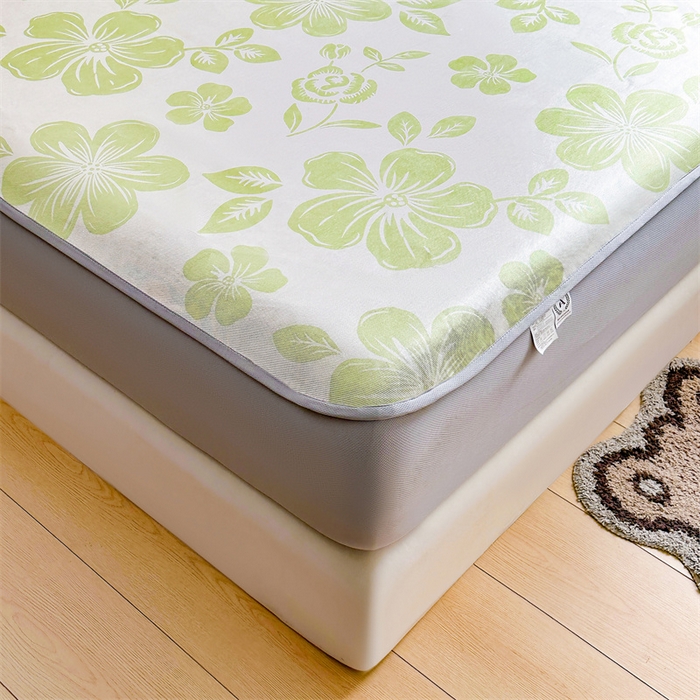 91家纺网 家纺一手货源 找家纺 雯豆家纺 2025夏季新品冰藤印花床笠三件套加厚冰丝软藤席小清新印花床罩单件 冰藤席-床笠款-伊犁花绚