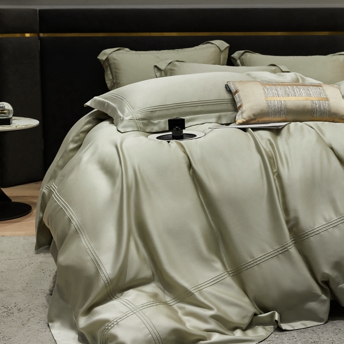 91家纺网 家纺一手货源 找家纺 金奇达2025新款茧养莱赛尔四件套-CR埋绳（标准号全网控价（折后券后）不低于258元） 天青色