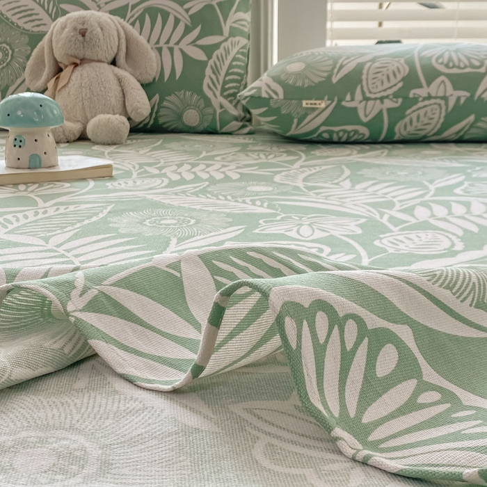 91家纺网 家纺一手货源 找家纺 米柳2025新款原棉老粗布凉席系列 花香恋