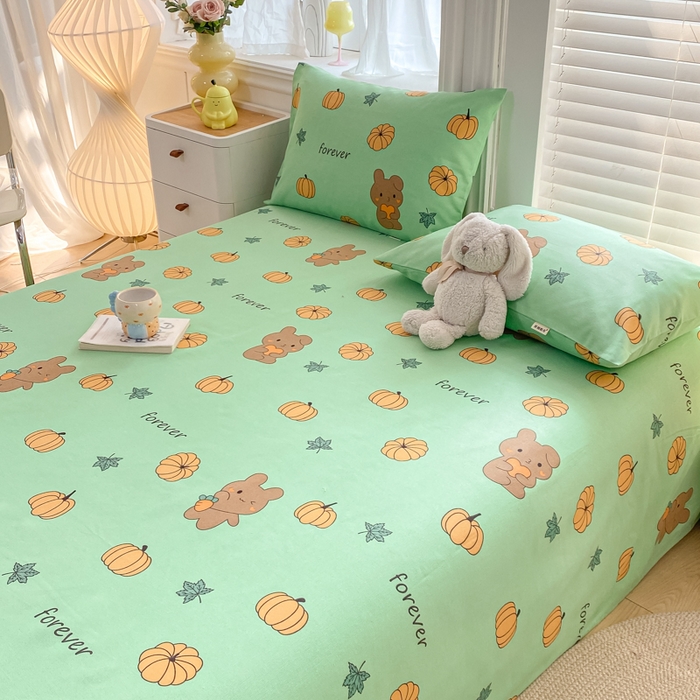 91家纺网 家纺一手货源 找家纺 米柳2025新款原棉老粗布凉席系列 南瓜小熊