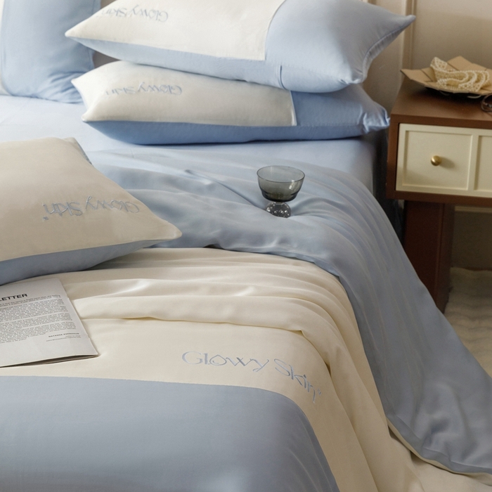 91家纺网 家纺一手货源 找家纺 金奇达2025新款【黛拉】-茧养莱赛尔四件套（标准号全网控价（折后券后）不低于228元） 黛拉-海风蓝