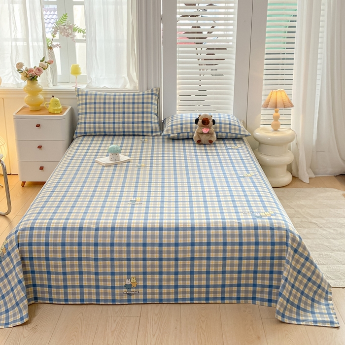 91家纺网 家纺一手货源 找家纺 米柳2025新款原棉老粗布凉席系列 兔宝贝