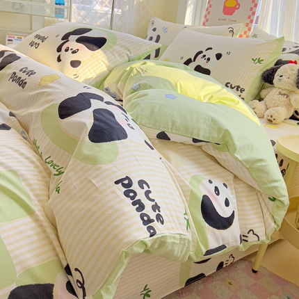 棉生活家纺 2025新款ins全棉小清新系列四件套 小熊猫
