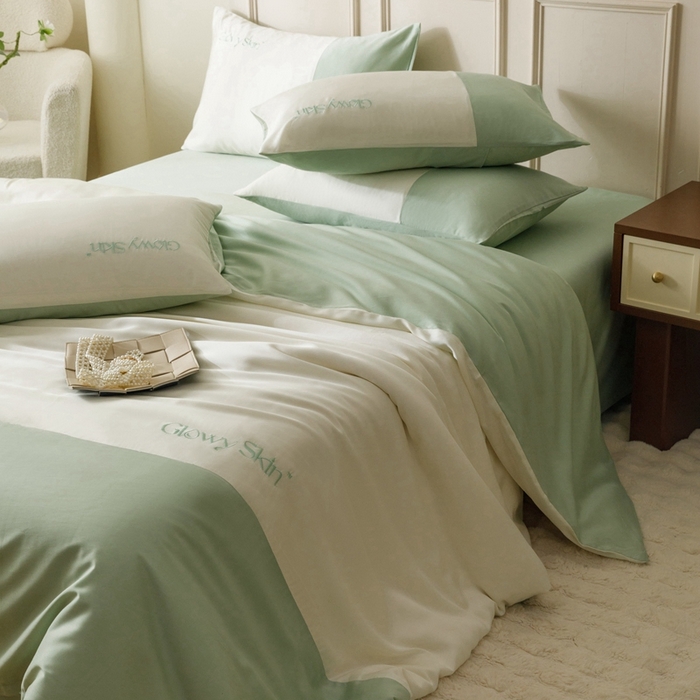 91家纺网 家纺一手货源 找家纺 金奇达2025新款【黛拉】-茧养莱赛尔四件套（标准号全网控价（折后券后）不低于228元） 黛拉-香草绿