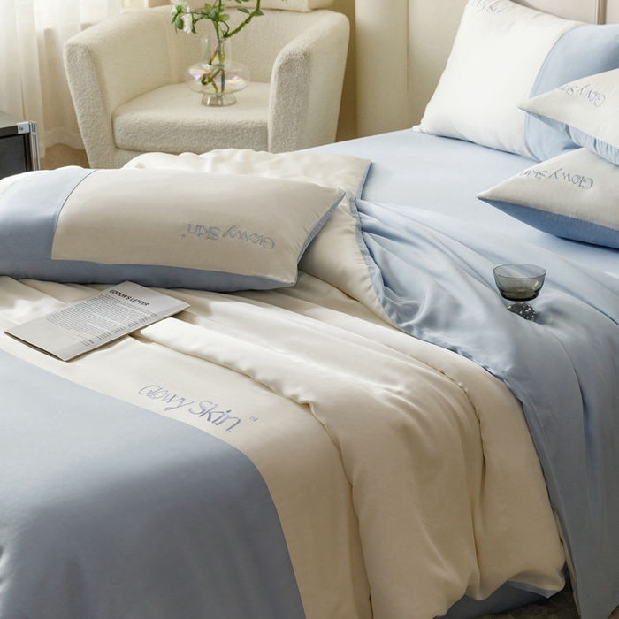 91家纺网 家纺一手货源 找家纺 金奇达2025新款【黛拉】-茧养莱赛尔四件套（标准号全网控价（折后券后）不低于228元） 黛拉-海风蓝