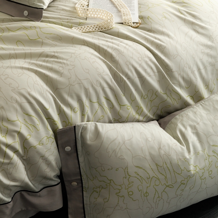 91家纺网 家纺一手货源 找家纺 金奇达2025新款【浮光半夏】-茧养莱赛尔四件套（标准号全网控价（折后券后）不低于258元） 安然绿