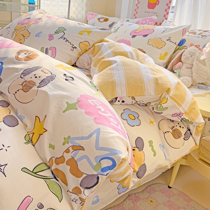 棉生活家纺 2025新款ins全棉小清新系列四件套 跳动节奏