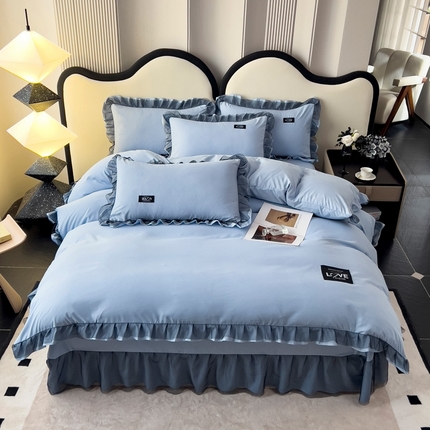 91家纺网 家纺一手货源 找家纺 找底底2025新款云朵棉四件套 天兰色