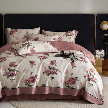 金奇达2025新款【浮光花漾】-茧养莱赛尔四件套（标准号全网控价（折后券后）不低于258元） 暗夜玫瑰