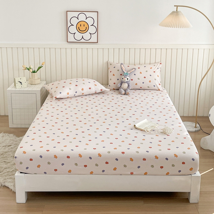 91家纺网 家纺一手货源 找家纺 芯元素 2025新款针织双层纱印花床笠 小南瓜